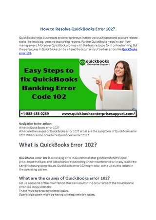 How to Resolve QuickBooks Error 102 - qbsalextaylor Oline Presentation ...