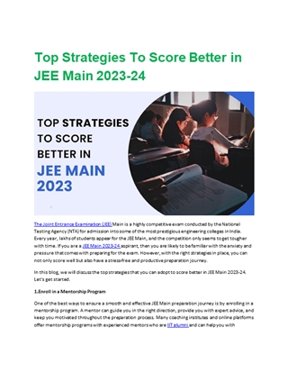 Top Strategies To Score Better in JEE Main 2023 - Exprto Oline ...