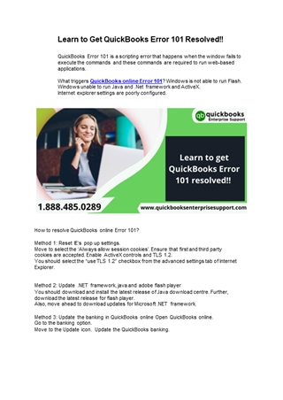 Learn to Get QuickBooks Error 101 Resolved,