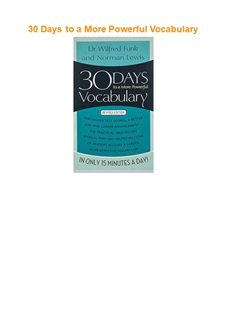[PDF BOOK DOWNLOAD] 30 Days to a More Powerful Vocabulary,