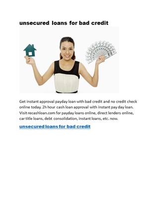 unsecured loans for bad credit,Online HTML PPT displaying platform