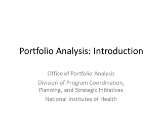 Introduction to Portfolio Analysis - DPCPSI,