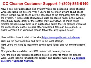 Ccleaner Customer Support 1-(800)-886-0140,