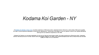 New York's Koi Fish and Pond Supplies,