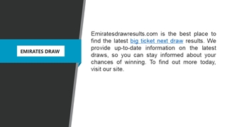 Big Ticket Next Draw  Emiratesdrawresults.com,