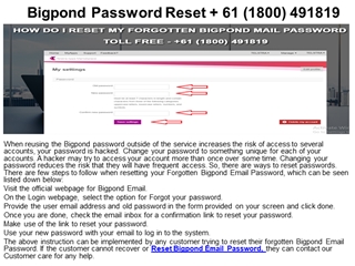 Recover Bigpond Password + 61 (1800),