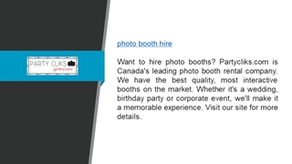 Photo Booth Hire  Partycliks.com,
