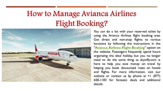 How to Manage Avianca Airlines Flight Booking,