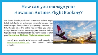 How can you manage your Hawaiian Airlines Flight Booking?,