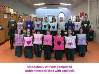 TVs - Ms Sexton’s 1st Years completed cushions embellished with appliqué,