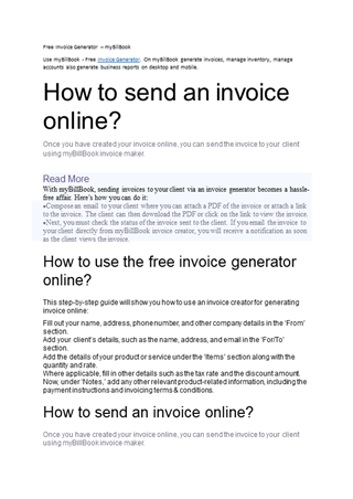 Free Invoice Generator - myBillBook,