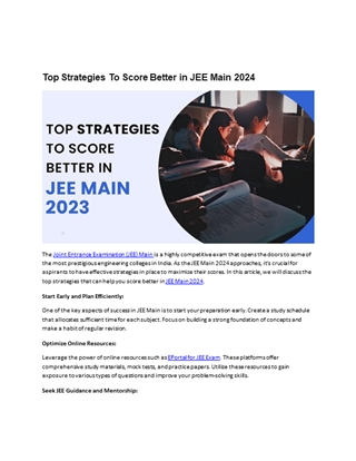Top Strategies To Score Better in JEE Main 2024 Digital slide making software
