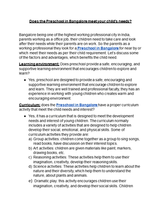 Does the Preschool in Bangalore meet your child.docx,