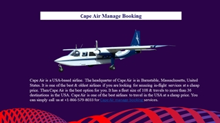 Cape Air Manage Flight Booking +1-866-579-8033,